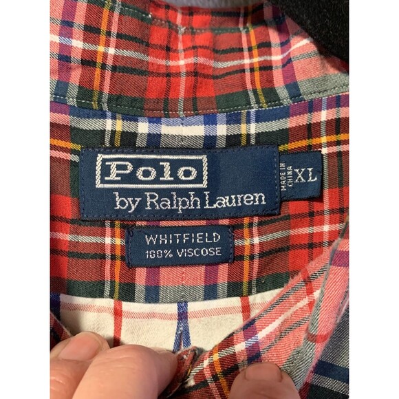 Polo Ralph Lauren Shirt Men's XL Whitfield Red Plaid Button Down Flap Pockets - Picture 6 of 9